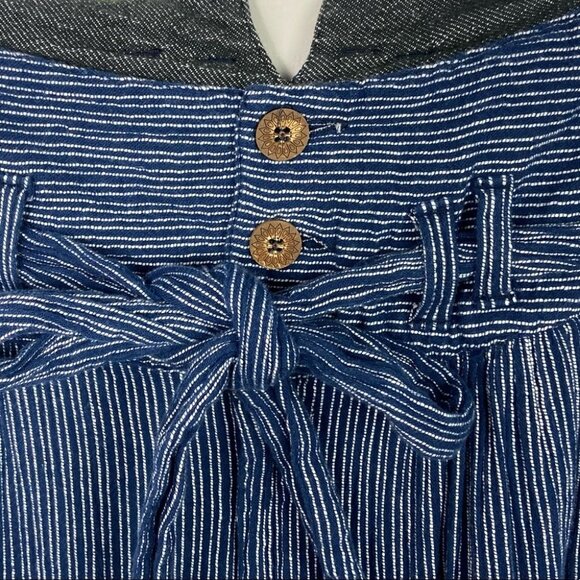 FREE People Paperbag Waist Pants Rumors Yarn Dye Blue Harem Size XS Bohemian - Picture 6 of 13